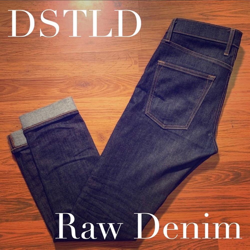 DSTLD Men’s 12.75oz RAW Denim 24-Dip Indigo Jeans.